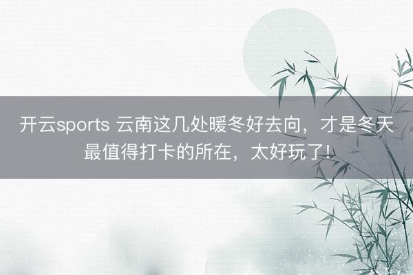 开云sports 云南这几处暖冬好去向，才是冬天最值得打卡的所在，太好玩了!