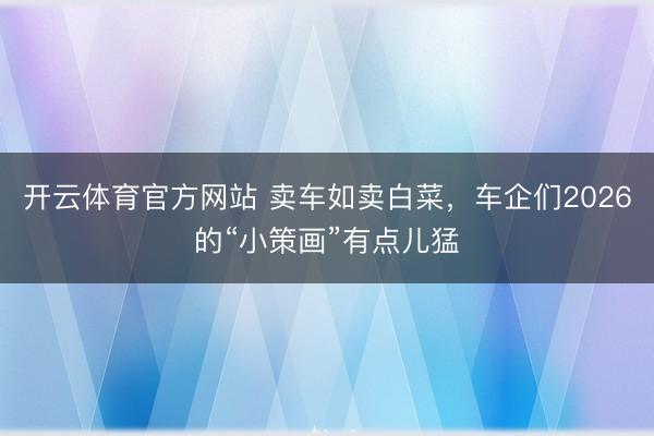 开云体育官方网站 卖车如卖白菜，车企们2026的“小策画”有点儿猛