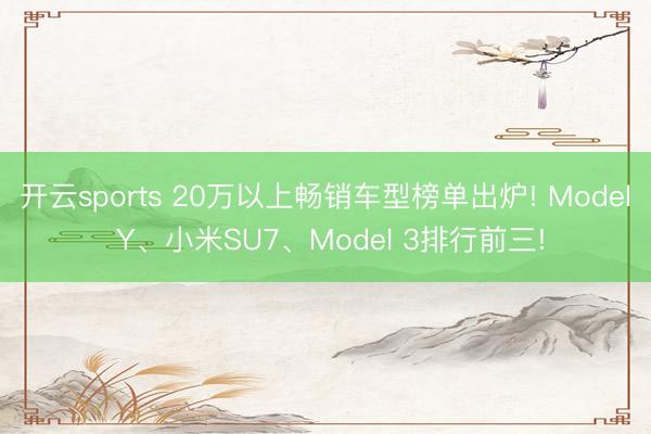 开云sports 20万以上畅销车型榜单出炉! Model Y、小米SU7、Model 3排行前三!