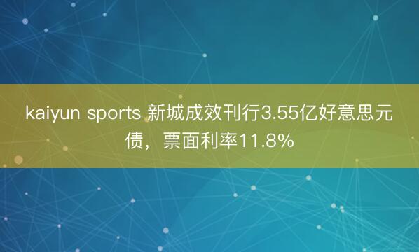 kaiyun sports 新城成效刊行3.55亿好意思元债,票面利率11.8%