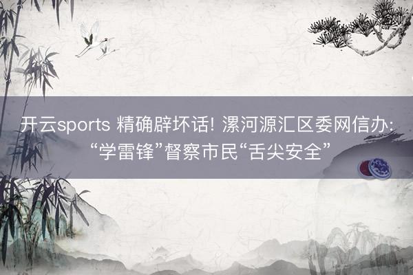 开云sports 精确辟坏话! 漯河源汇区委网信办: “学雷锋”督察市民“舌尖安全”