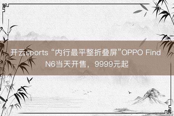 开云sports “内行最平整折叠屏”OPPO Find N6当天开售，9999元起