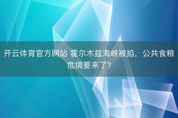 开云体育官方网站 霍尔木兹海峡被掐，公共食粮危境要来了？