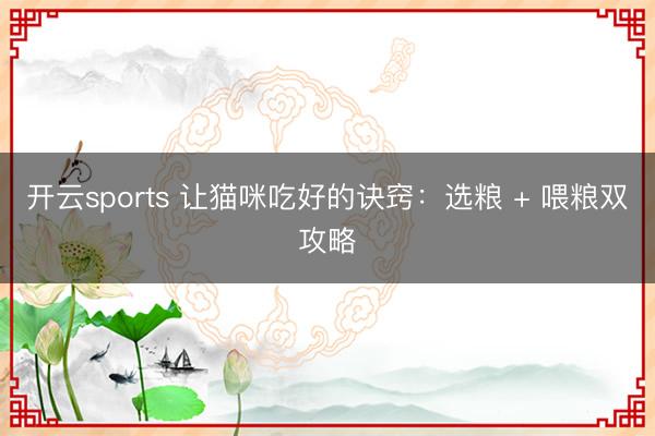 开云sports 让猫咪吃好的诀窍:选粮 + 喂粮双攻略