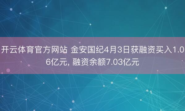 开云体育官方网站 金安国纪4月3日获融资买入1.06亿元, 融资余额7.03亿元