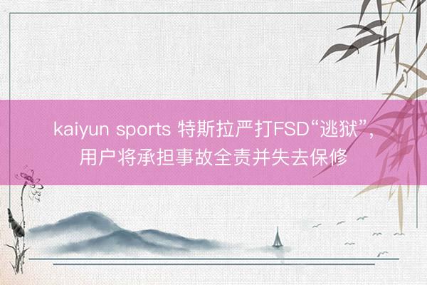 kaiyun sports 特斯拉严打FSD“逃狱”,用户将承担事故全责并失去保修