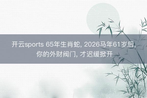开云sports 65年生肖蛇, 2026马年61岁后, 你的外财阀门, 才迟缓掀开