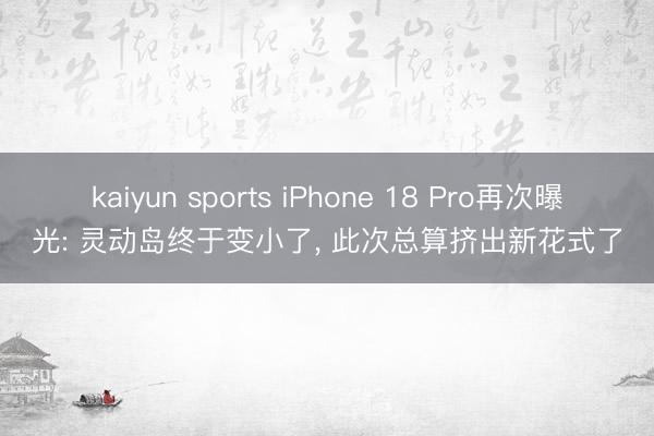 kaiyun sports iPhone 18 Pro再次曝光: 灵动岛终于变小了， 此次总算挤出新花式了