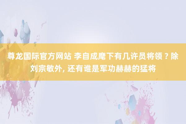 尊龙国际官方网站 李自成麾下有几许员将领 ? 除刘宗敏外, 还有谁是军功赫赫的猛将