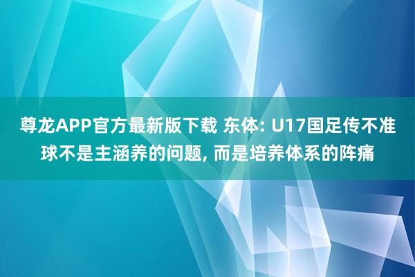 尊龙APP官方最新版下载 东体: U17国足传不准球不是主涵养的问题, 而是培养体系的阵痛