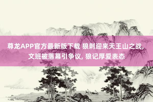 尊龙APP官方最新版下载 狼刺迎来天王山之战, 文班被落幕引争议, 狼记厚爱表态