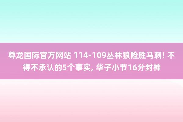尊龙国际官方网站 114-109丛林狼险胜马刺! 不得不承认的5个事实, 华子小节16分封神