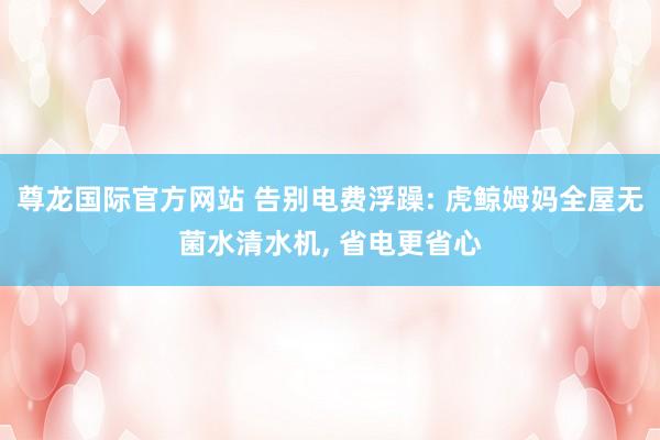 尊龙国际官方网站 告别电费浮躁: 虎鲸姆妈全屋无菌水清水机, 省电更省心