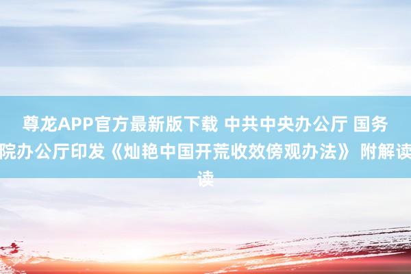 尊龙APP官方最新版下载 中共中央办公厅 国务院办公厅印发《灿艳中国开荒收效傍观办法》 附解读