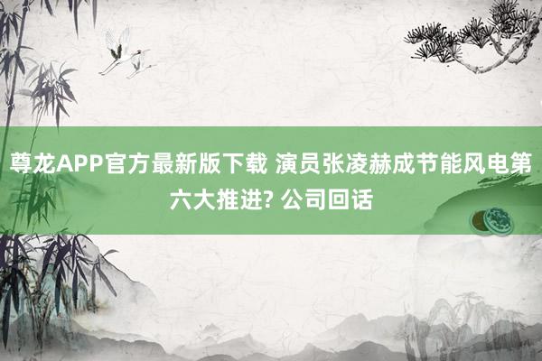 尊龙APP官方最新版下载 演员张凌赫成节能风电第六大推进? 公司回话