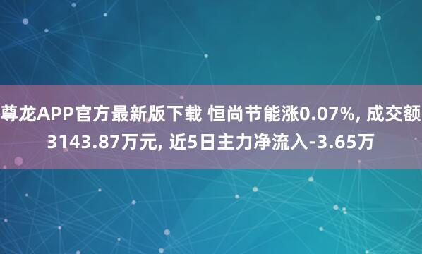 尊龙APP官方最新版下载 恒尚节能涨0.07%, 成交额3143.87万元, 近5日主力净流入-3.65万