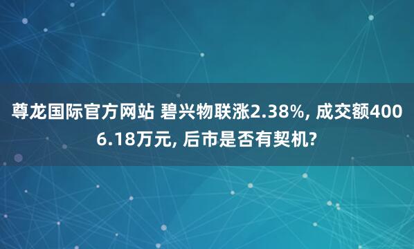 尊龙国际官方网站 碧兴物联涨2.38%, 成交额4006.18万元, 后市是否有契机?