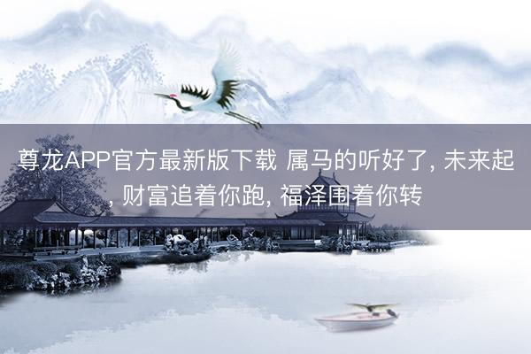 尊龙APP官方最新版下载 属马的听好了, 未来起, 财富追着你跑, 福泽围着你转