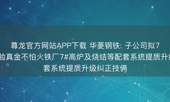 尊龙官方网站APP下载 华菱钢铁: 子公司拟7.68亿元试验真金不怕火铁厂7#高炉及烧结等配套系统提质升级纠正技俩