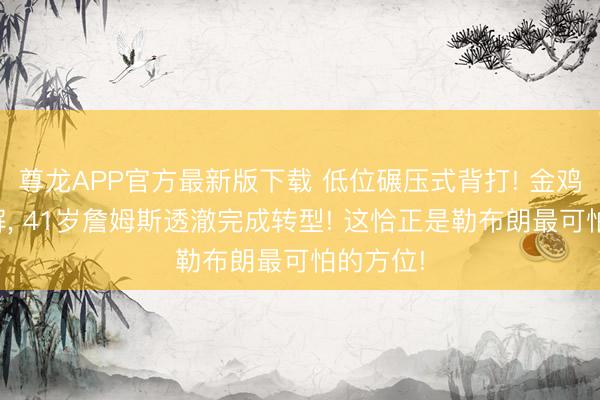 尊龙APP官方最新版下载 低位碾压式背打! 金鸡孤独无解, 41岁詹姆斯透澈完成转型! 这恰正是勒布朗最可怕的方位!
