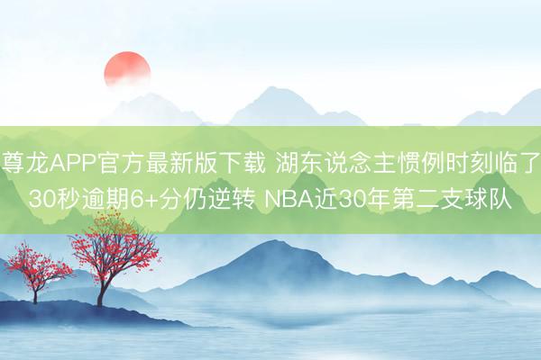 尊龙APP官方最新版下载 湖东说念主惯例时刻临了30秒逾期6+分仍逆转 NBA近30年第二支球队