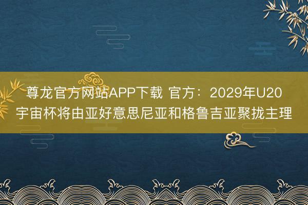 尊龙官方网站APP下载 官方:2029年U20宇宙杯将由亚好意思尼亚和格鲁吉亚聚拢主理