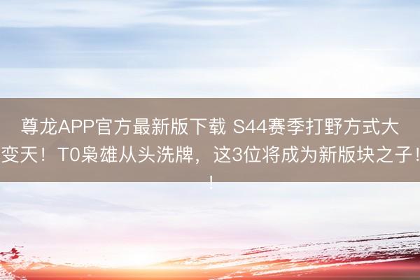 尊龙APP官方最新版下载 S44赛季打野方式大变天!T0枭雄从头洗牌,这3位将成为新版块之子!