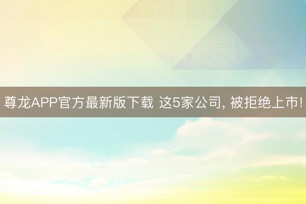 尊龙APP官方最新版下载 这5家公司, 被拒绝上市!
