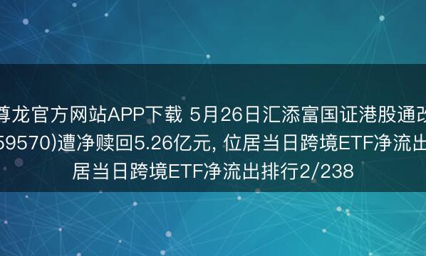 尊龙官方网站APP下载 5月26日汇添富国证港股通改造药ETF(159570)遭净赎回5.26亿元, 位居当日跨境ETF净流出排行2/238