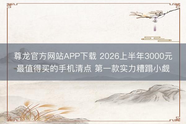 尊龙官方网站APP下载 2026上半年3000元最值得买的手机清点 第一款实力糟蹋小觑