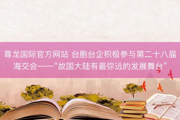 尊龙国际官方网站 台胞台企积极参与第二十八届海交会——“故国大陆有最弥远的发展舞台”