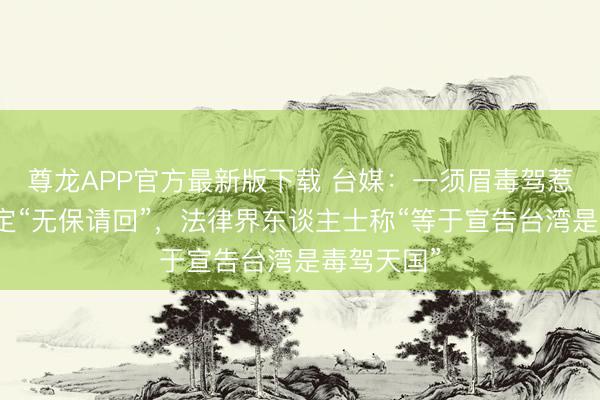 尊龙APP官方最新版下载 台媒:一须眉毒驾惹事竟被裁定“无保请回”,法律界东谈主士称“等于宣告台湾是毒驾天国”