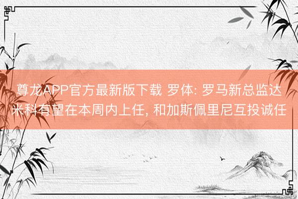 尊龙APP官方最新版下载 罗体: 罗马新总监达米科有望在本周内上任, 和加斯佩里尼互投诚任