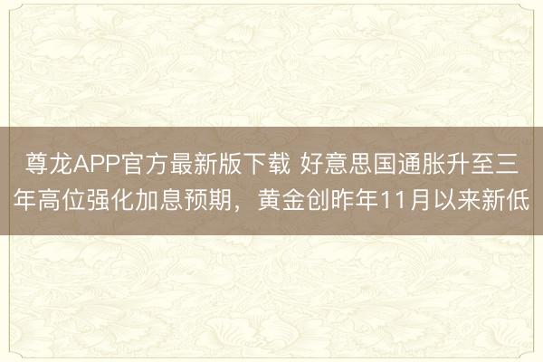 尊龙APP官方最新版下载 好意思国通胀升至三年高位强化加息预期，黄金创昨年11月以来新低