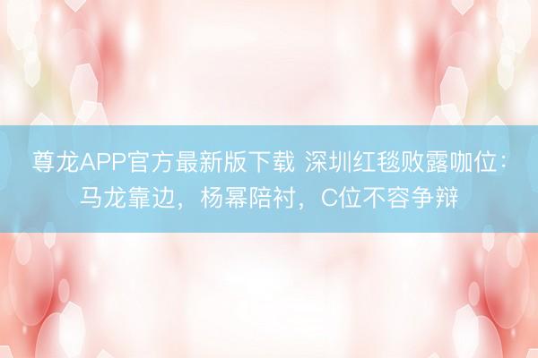 尊龙APP官方最新版下载 深圳红毯败露咖位:马龙靠边,杨幂陪衬,C位不容争辩