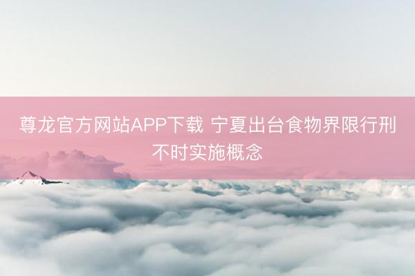 尊龙官方网站APP下载 宁夏出台食物界限行刑不时实施概念