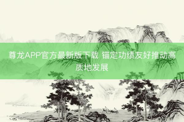 尊龙APP官方最新版下载 锚定功绩友好推动高质地发展