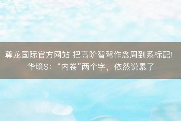尊龙国际官方网站 把高阶智驾作念周到系标配! 华境S:“内卷”两个字,依然说累了