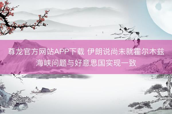 尊龙官方网站APP下载 伊朗说尚未就霍尔木兹海峡问题与好意思国实现一致