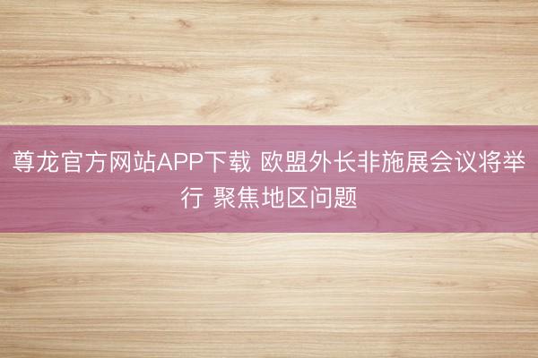 尊龙官方网站APP下载 欧盟外长非施展会议将举行 聚焦地区问题