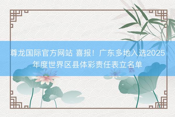 尊龙国际官方网站 喜报!广东多地入选2025年度世界区县体彩责任表立名单