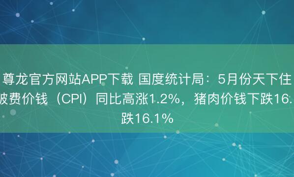 尊龙官方网站APP下载 国度统计局:5月份天下住户破费价钱(CPI)同比高涨1.2%,猪肉价钱下跌16.1%