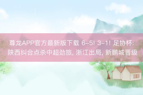 尊龙APP官方最新版下载 6-5! 3-1! 足协杯: 陕西纠合点杀中超劲旅, 浙江出局, 新鹏城晋级