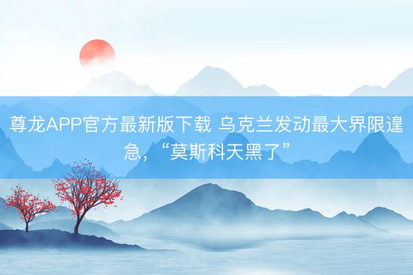 尊龙APP官方最新版下载 乌克兰发动最大界限遑急,“莫斯科天黑了”