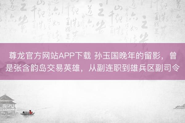 尊龙官方网站APP下载 孙玉国晚年的留影,曾是张含韵岛交易英雄,从副连职到雄兵区副司令